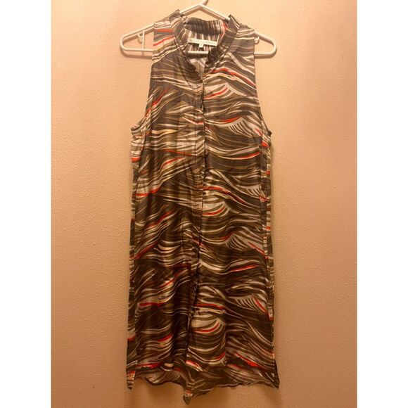 Veronica Beard Dresses & Skirts - Veronica Beard 100% Silk shift dress in Khaki bohemian wave print - Size 2
